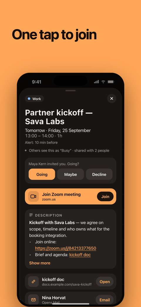 Promotional image, “One tap to join”: an invitation that others see only as busy.